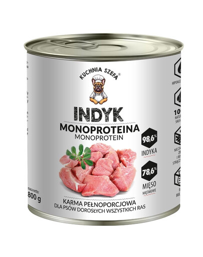 Monoproteina Indyk 800g mokra karma dla psów