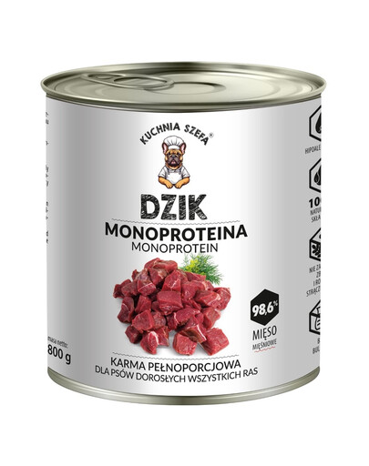 Monoproteina Dzik 800g mokra karma dla psów