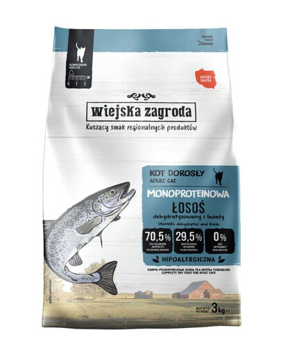 WIEJSKA ZAGRODA Monobiałkowa Łosoś sucha karma dla kotów 3 kg