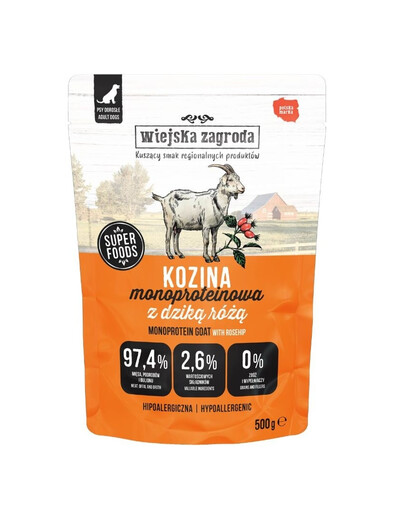 WIEJSKA ZAGRODA Monoproteinowa Kozina mokra karma dla psa 500g