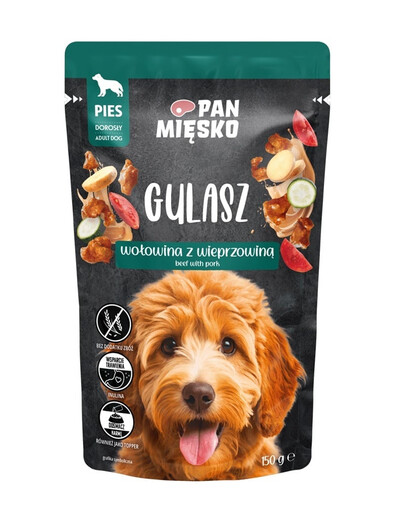 PAN MIĘSKO Gulasz Wołowina z wieprzowiną mokra karma dla psów 150g