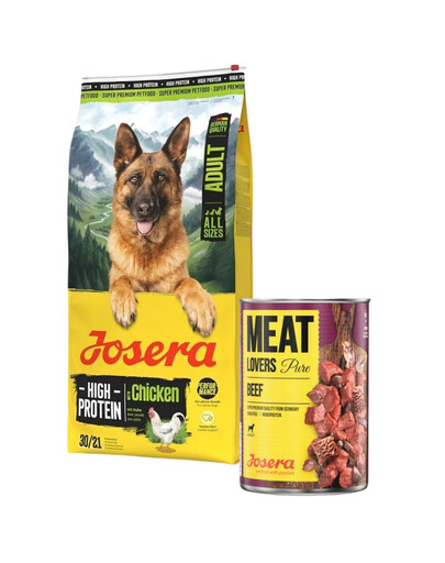 JOSERA High Protein Adult Chicken 12,5kg wysokoenergetyczna karma dla psów sportowych + puszka 800g GRATIS