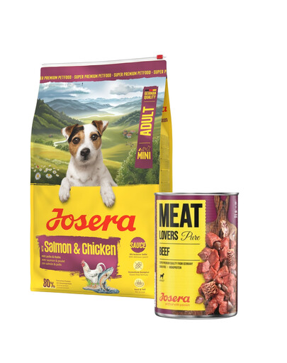JOSERA Mini Adult Salmon and Chicken 10kg bezglutenowa karma z sosem dla psów małych ras + puszka 800g GRATIS