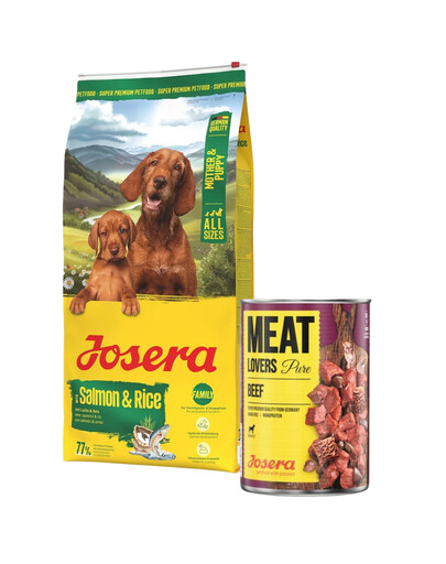 JOSERA Mother and Puppy Salmon with Rice 12,5kg dla szczeniąt, suk w ciąży oraz suk karmiących + puszka 800g GRATIS