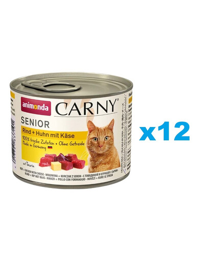 ANIMONDA Carny Senior Wołowina, Kurczak i Ser 12x200 g