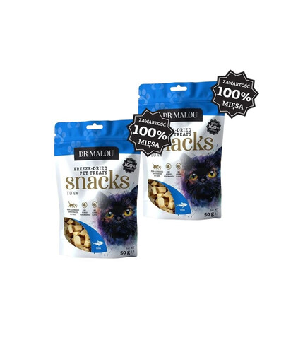 DR MALOU Mięsne kostki 100% liofilizowanego mięsa tuńczyka 2x50g przysmaki dla kotów
