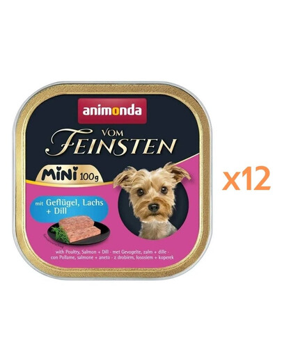 ANIMONDA Vom Feinsten Mini z drobiem, łososiem i koperkiem 12x100g mokra karma dla psów małych ras