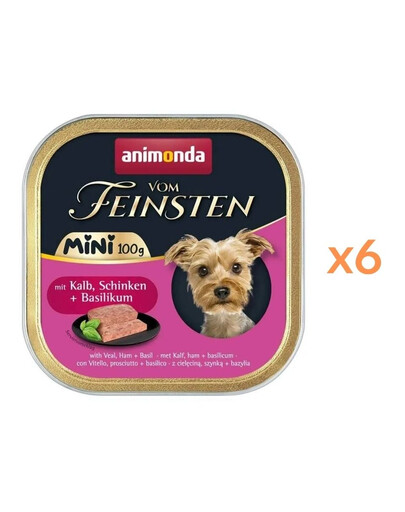 ANIMONDA Vom Feinsten Mini z cielęciną, szynką i bazylią 6x100g mokra karma dla psów małych ras