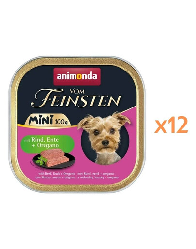 ANIMONDA Vom Feinsten Mini z wołowiną, kaczką i oregano 12x100g mokra karma dla psów małych ras