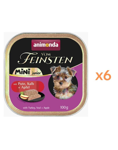ANIMONDA Vom Feinsten Mini Junior z indykiem, cielęciną i jabłkiem 6x100g mokra karma dla szczeniąt małych ras