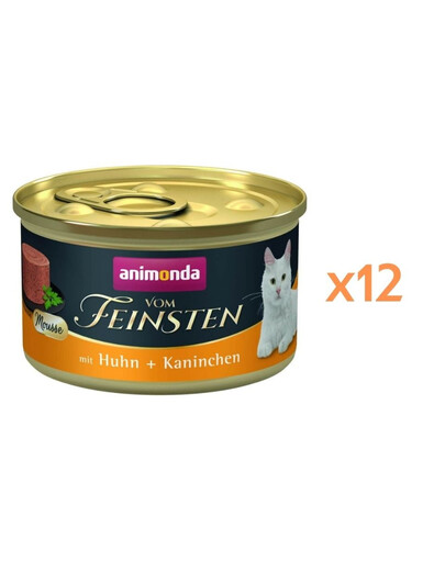 ANIMONDA Vom Feinsten Mousse z kurczakiem i królikiem 12x85g mus dla kotów
