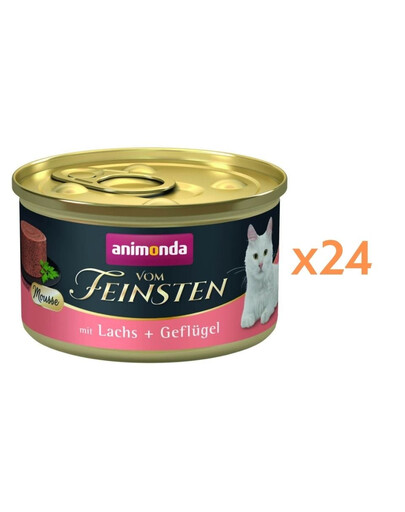 ANIMONDA Vom Feinsten Mousse z łososiem i drobiem 24x85 g mus dla kotów
