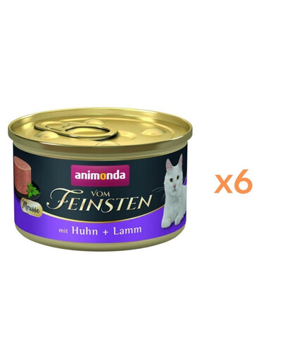 ANIMONDA Vom Feinsten Mousse z kurczakiem i jagnięciną 6x85g mus dla kotów