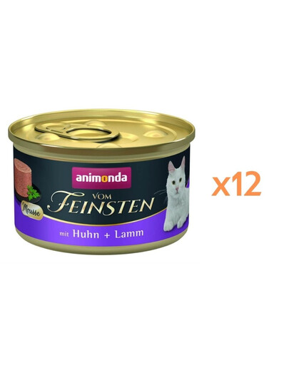 ANIMONDA Vom Feinsten Mousse z kurczakiem i jagnięciną 12x85g mus dla kotów