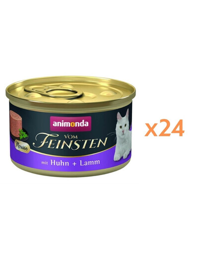 ANIMONDA Vom Feinsten Mousse z kurczakiem i jagnięciną 24x85g mus dla kotów