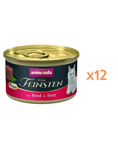 ANIMONDA Vom Feinsten Mousse z wołowiną i kaczką 12x85g mus dla kotów