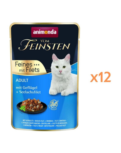 ANIMONDA Vom Feinsten Fines mit Filets Adult Drób i filet z mintaja 12x85g mokra karma dla kotów