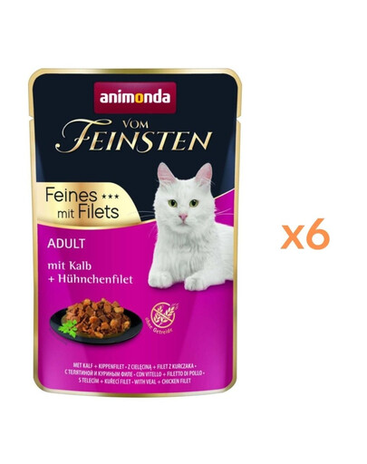 ANIMONDA Vom Feinsten Fines mit Filets Adult Cielęcina i filet z kurczaka 6x85g mokra karma dla kotów