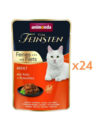 ANIMONDA Vom Feinsten Fines mit Filets Adult Cielęcina i filet z kurczaka 24x85g mokra karma dla kotów