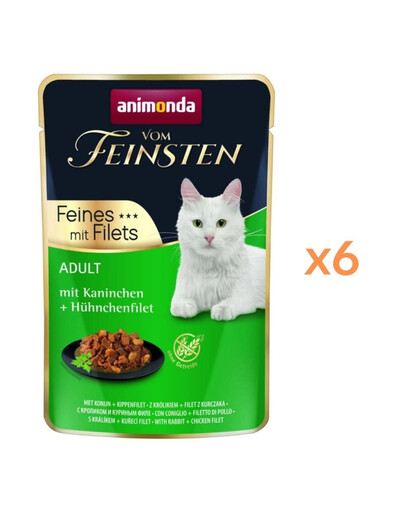 ANIMONDA Vom Feinsten Fines mit Filets Adult Królik i filet z kurczaka 6x85g mokra karma dla kotów
