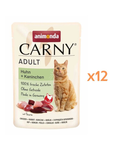 ANIMONDA Carny Adult Pouch Kurczak i królik 12x85g mokra karma dla kotów