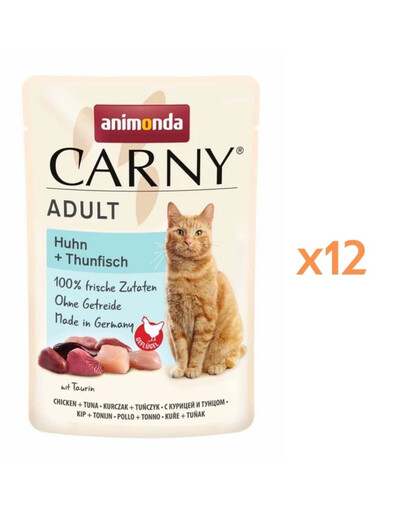 ANIMONDA Carny Adult Pouch Kurczak i tuńczyk 12x85g mokra karma dla kotów