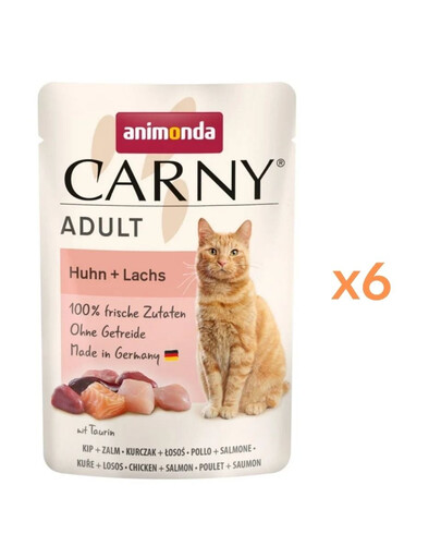 ANIMONDA Carny Adult Pouch Kurczak i łosoś 6x85g mokra karma dla kotów