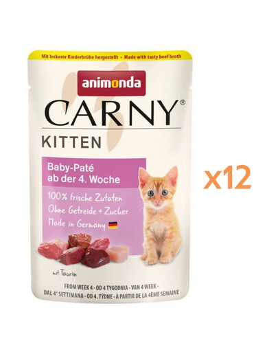 ANIMONDA Carny Kitten Pouch Baby pate 12x85g mokra karma dla kociąt