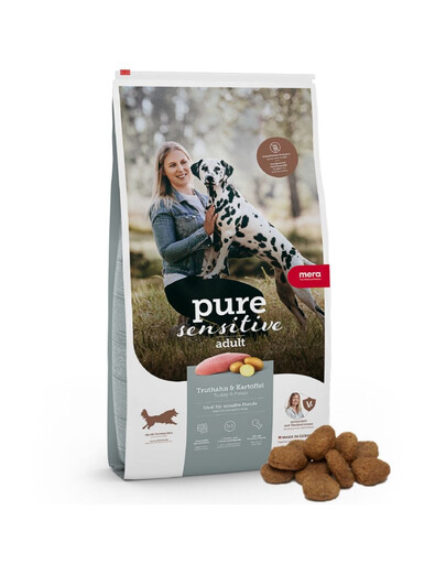 MERA Pure Sensitive Fresh Meat 4 kg z indykiem i ziemniakami, sucha karma dla psów z wrażliwością pokarmową