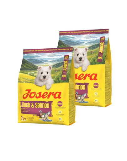 JOSERA Duck and Salmon Junior Mini 2x900g dla prawidłowego rozwoju szczeniąt małych ras