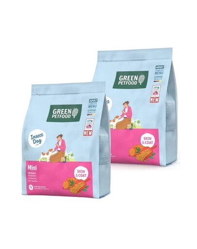 GREEN PETFOOD InsectDog Mini 2x900g bezzbożowa karma z białkiem owadów dla małych psów