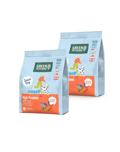 GREEN PETFOOD InsectDog with Salmon High Protein 2x900g z białkiem owadów i łososiem dla aktywnych psów