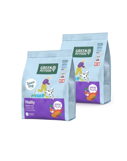GREEN PETFOOD InsectDog with Duck Vitality 2x7,5kg z białkiem owadów i kaczką dla dorosłych psów