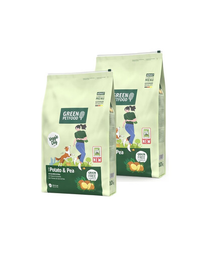 GREEN PETFOOD VeggieDog with Potato and Pea 2x10kg wegetariańska karma z ziemniakami i groszkiem dla psów
