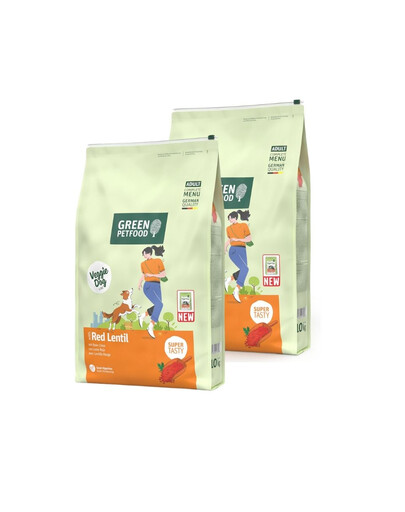 GREEN PETFOOD VeggieDog with Red Lentil 2x10kg wegetariańska karma z czerwoną soczewicą dla psów
