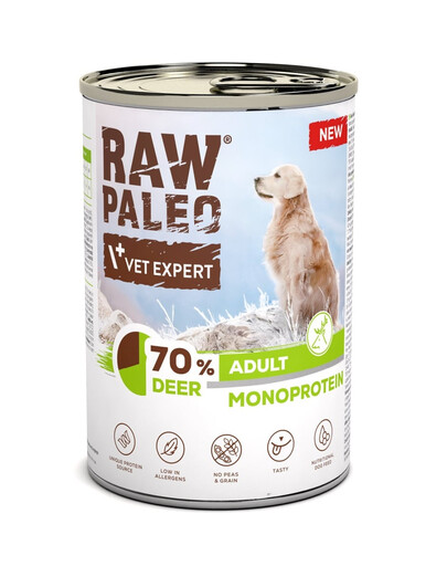 RAW PALEO Monoprotein Deer Adult 400g jelenina, mokra karma dla psów