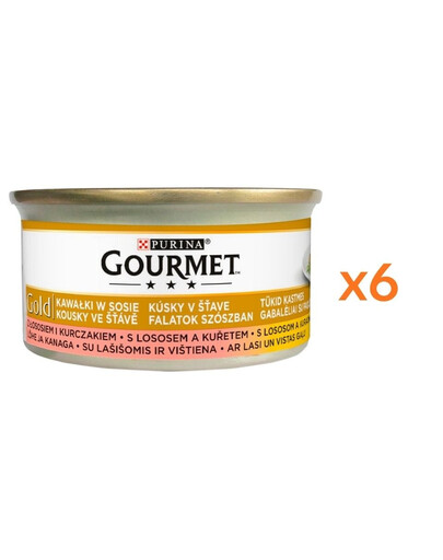 GOURMET Gold łosoś i kurczak w sosie dla kota 6x85 g