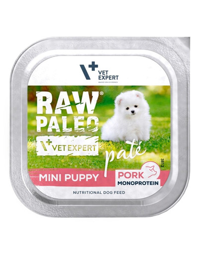 RAW PALEO Pate Pork Mini Puppy 150g pasztet z wieprzowiny dla szczeniąt ras małych