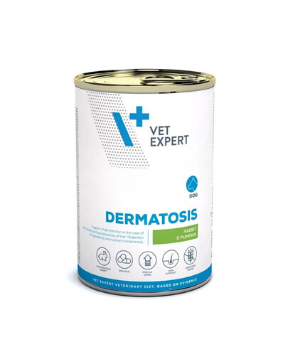 VET EXPERT Veterinary DietDog Dermatosis Rabbit and Pumpkin 400g królik i dynia, mokra karma dla psów z zaburzeniami dermatologicznymi