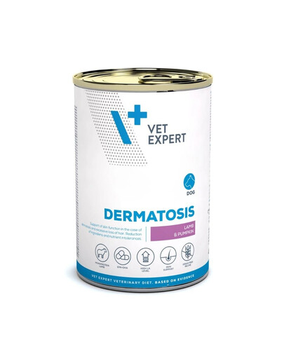 VET EXPERT Veterinary Diet Dog Dermatosis Lamb and Pumpkin 400g jagnięcina i dynia, mokra karma dla psów z zaburzeniami dermatologicznymi