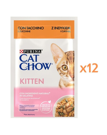 PURINA Cat Chow Kitten Indyk z cukinią w galaretce 12x85g mokra karma dla kociąt