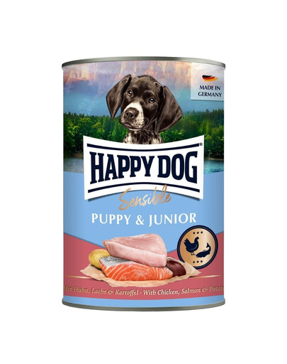 HAPPY DOG Sensible Puppy Junior Kurczak, łosoś i ziemniak 400 g mokra karma dla szczeniąt i młodych psów