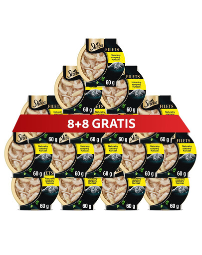 SHEBA Filets z kurczakiem w sosie 16 x 60 g mokra karma dla kotów 8+8 GRATIS