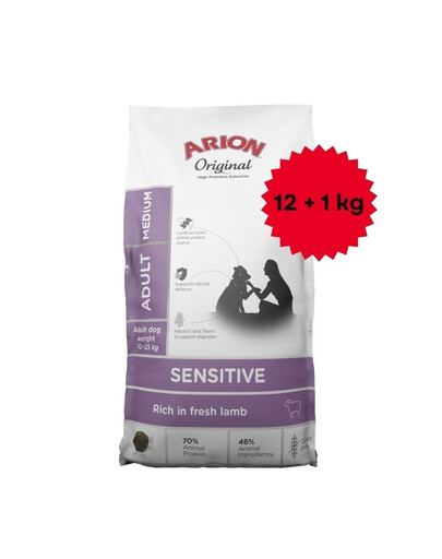 ARION Original Sensitive Medium 12+1 kg dla psów średnich z wrażliwym układem pokarmowym