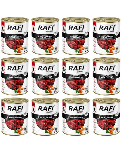 RAFI Classic z wołowiną 12x800 g mokra karma dla psa