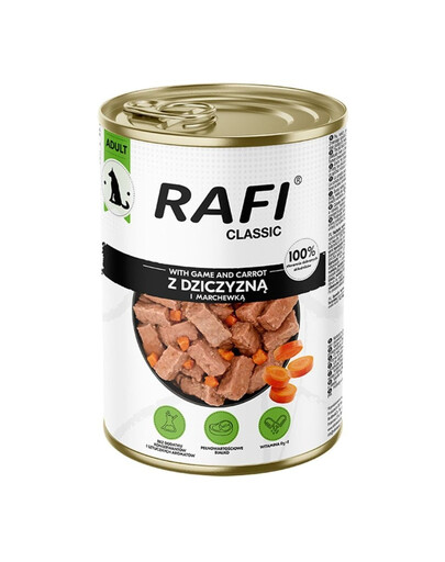 RAFI Classic Dziczyzna i marchewka w sosie 1240 g mokra karma dla psów wszystkich ras