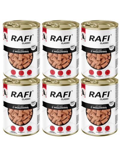 RAFI Classic Wołowina w sosie 6x1240 g mokra karma dla psów wszystkich ras
