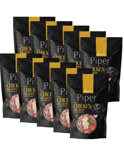 PIPER Animals z sercami z kurczaka i szpinakiem 10x500 g mokra karma dla psa
