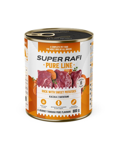 SUPER RAFI Pure Line kaczka z batatami 800g mokra karma dla psa