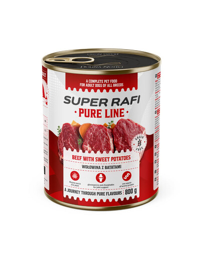 SUPER RAFI Pure Line wołowina z batatami 800g mokra karma dla psa